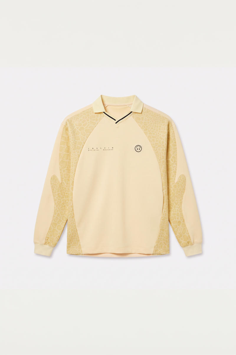 J BALVIN LONG SLEEVE CROC PANEL POLO JERSEY YELLOW