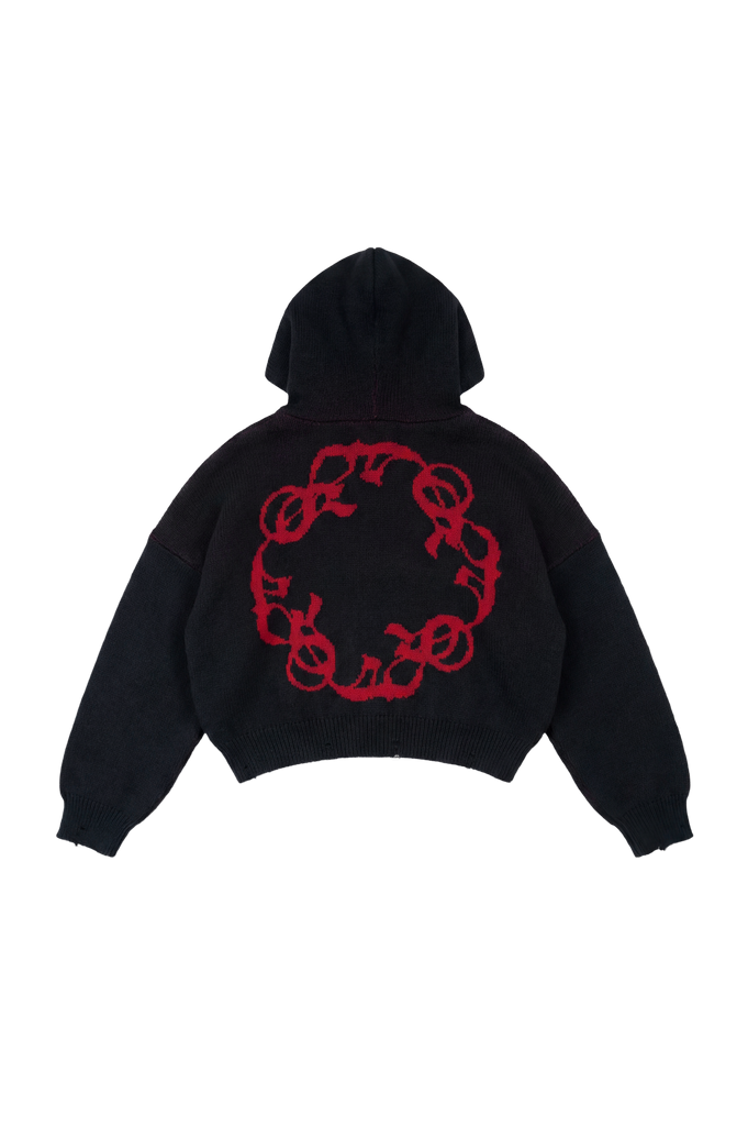 J Balvin Shop | OMERTA BLACK KNITTED ZIP HOODIE