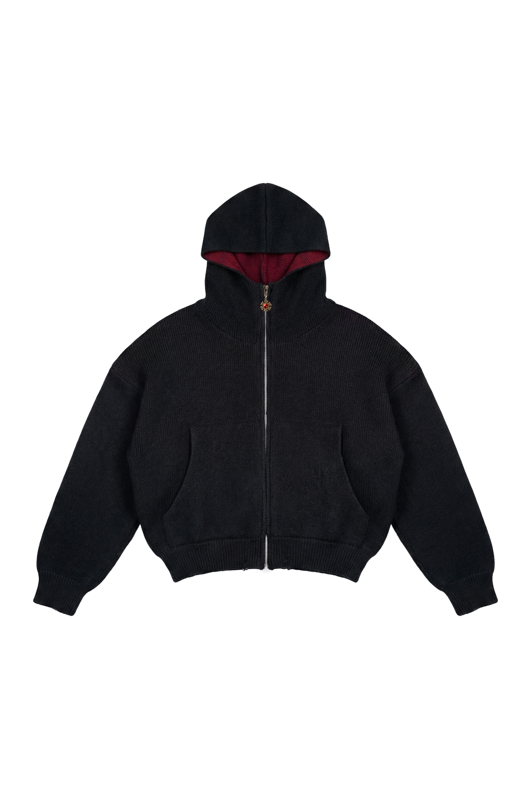 J Balvin Shop | OMERTA BLACK KNITTED ZIP HOODIE