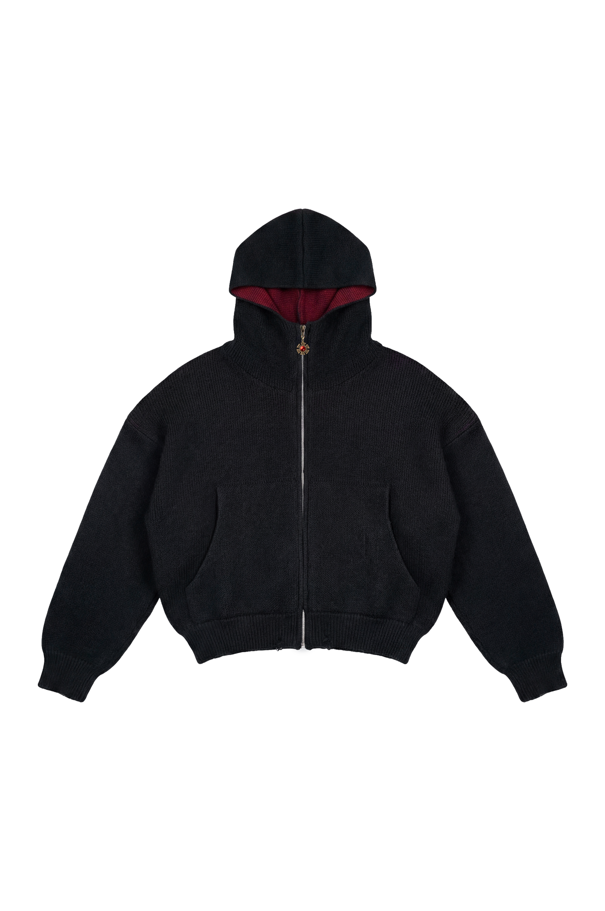 OMERTA BLACK KNITTED ZIP HOODIE
