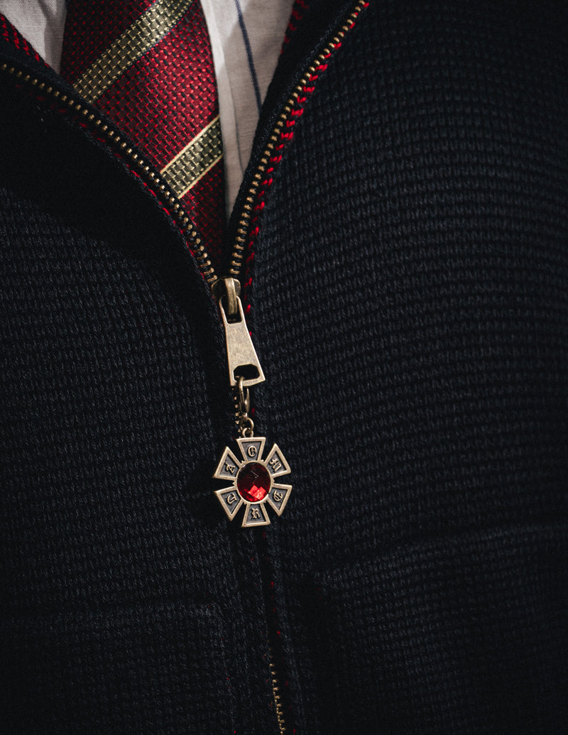 OMERTA BLACK KNITTED ZIP HOODIE