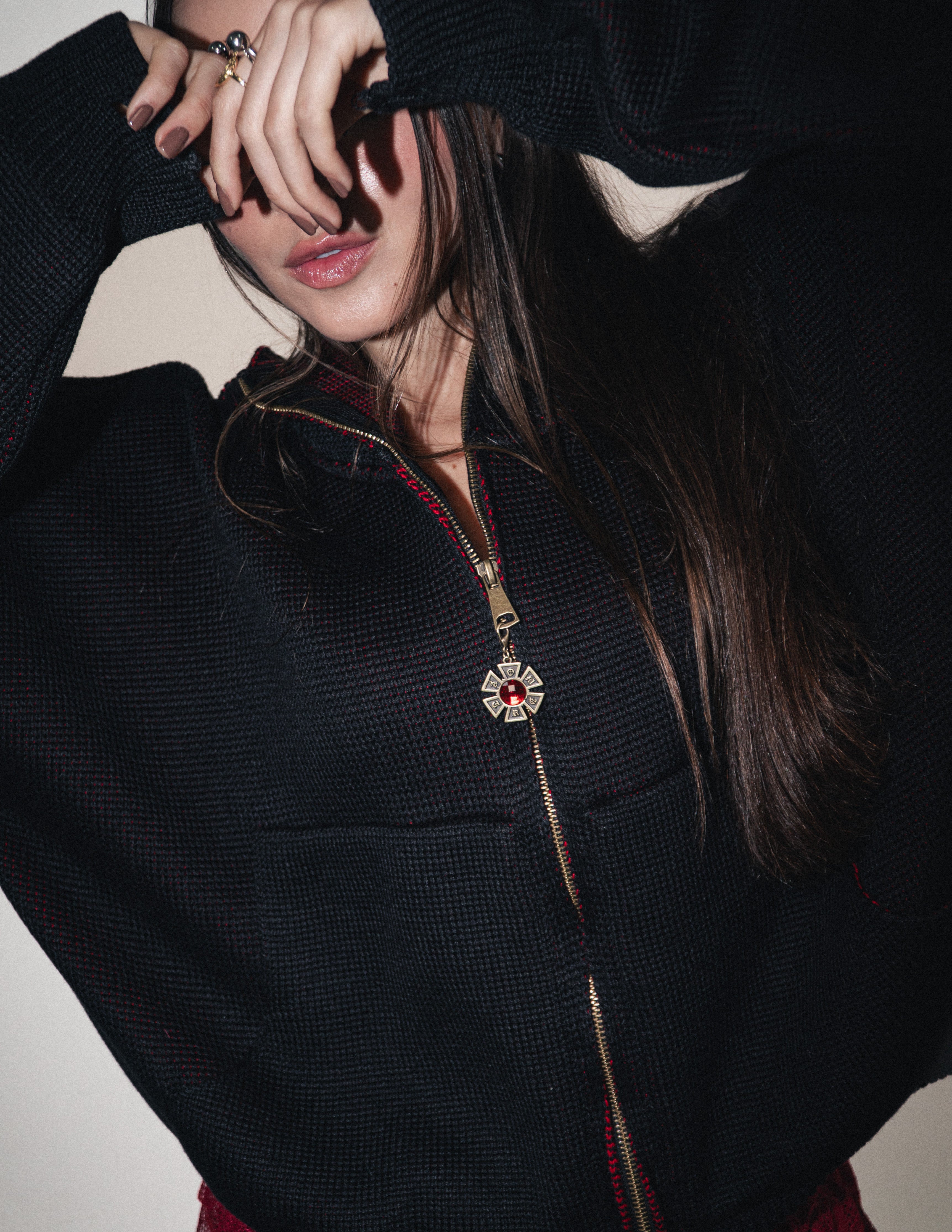 J Balvin Shop | OMERTA BLACK KNITTED ZIP HOODIE