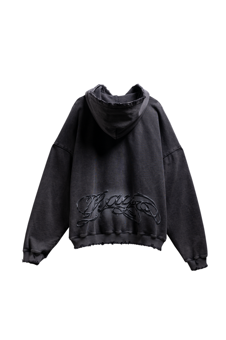 BLACK RAYO ZIP HOODIE