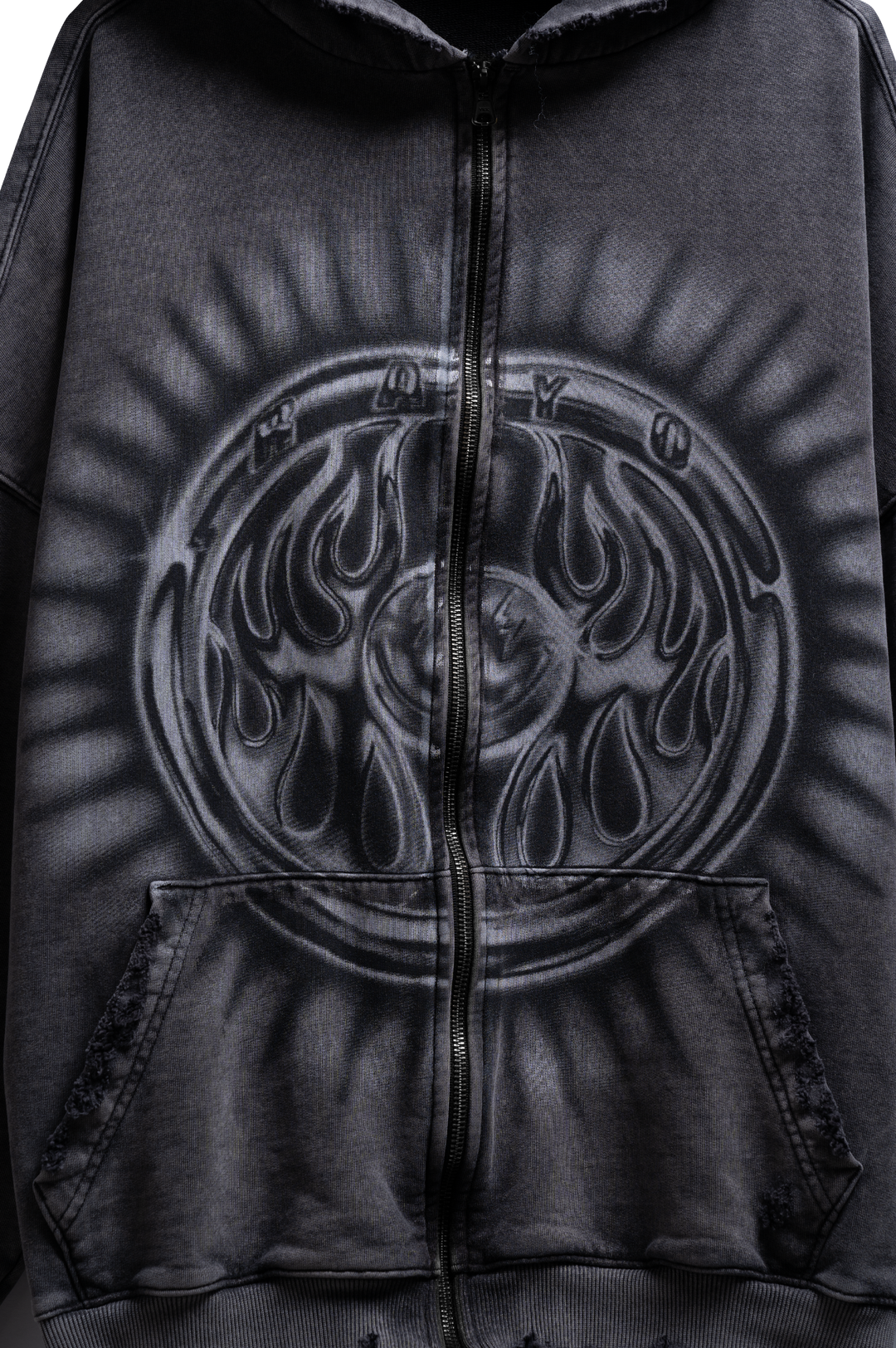 BLACK RAYO ZIP HOODIE