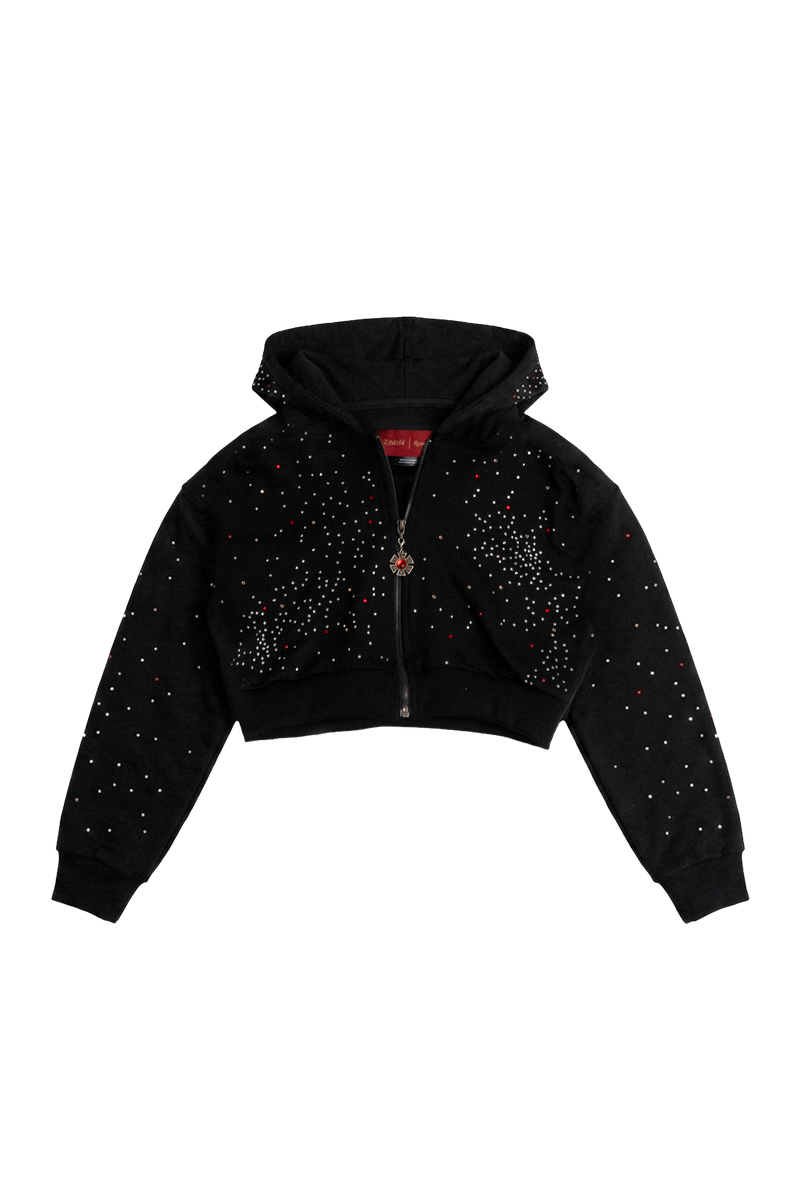 OMERTA BLACK CROP HOODIE
