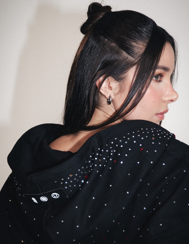 OMERTA BLACK CROP HOODIE