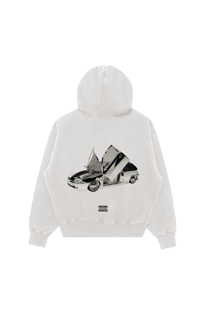 WHITE CAR HOODIE