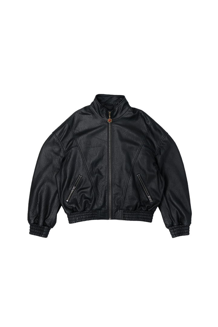J Balvin Shop | OMERTA BLACK LEATHER JACKET