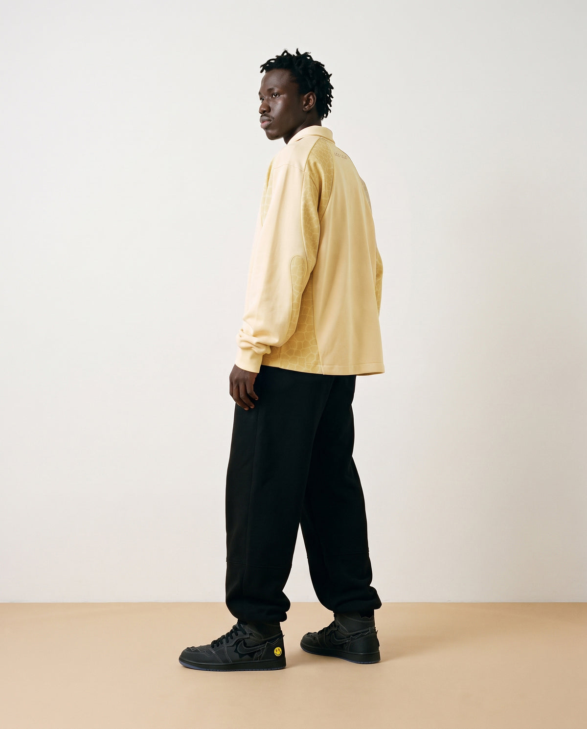 J BALVIN LONG SLEEVE CROC PANEL POLO JERSEY YELLOW