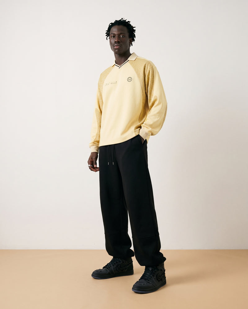 J BALVIN LONG SLEEVE CROC PANEL POLO JERSEY YELLOW