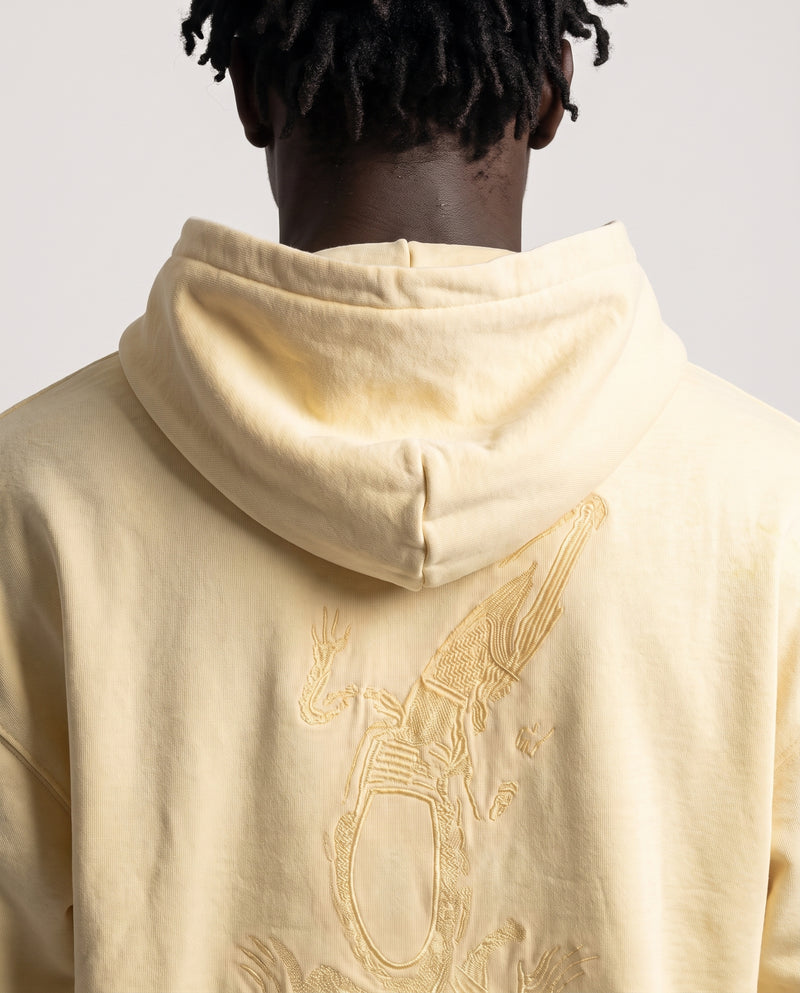J BALVIN EMBROIDERED CROCODILE HOODIE YELLOW