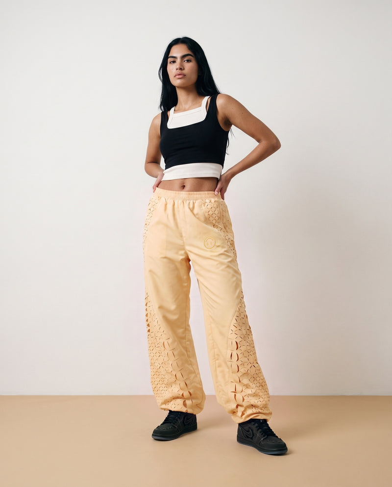 J BALVIN CROC LASER CUT TRACK PANTS YELLOW