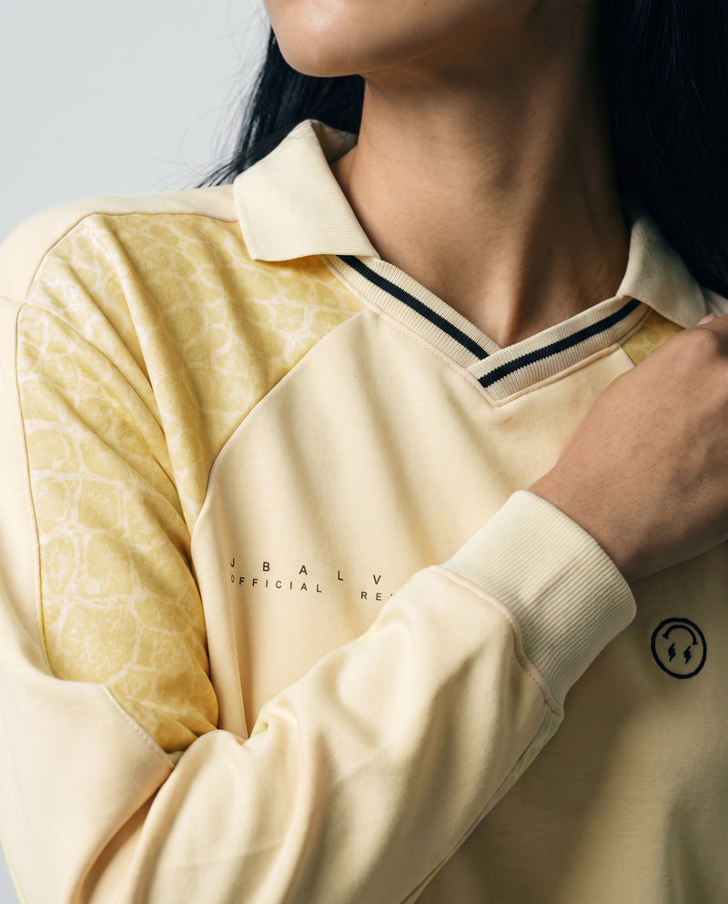 J BALVIN LONG SLEEVE CROC PANEL POLO JERSEY YELLOW