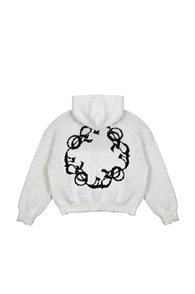 Reels 佐野玲於 BICOLOR ZIP HOODIE J Balvin Shop | OMERTA WHITE KNITTED ZIP HOODIE