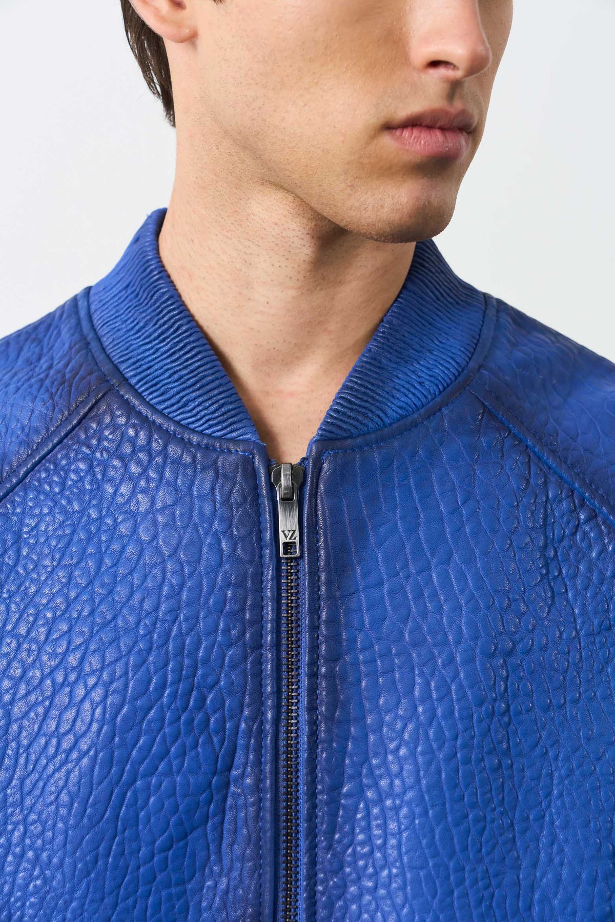 Calypso Textured Leather Bomber Jacket for Men