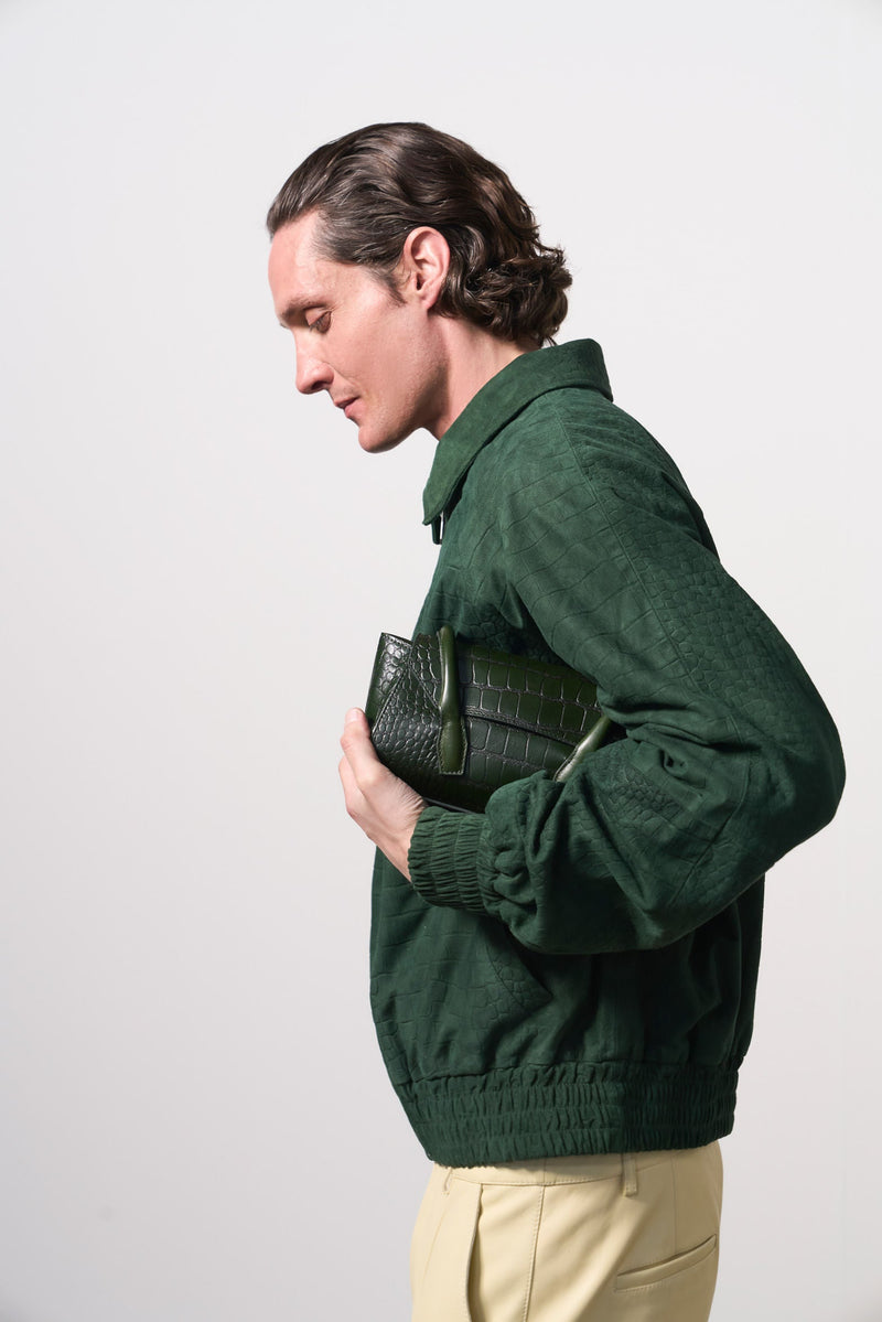 Men's Croco Suede Bomber Jacket