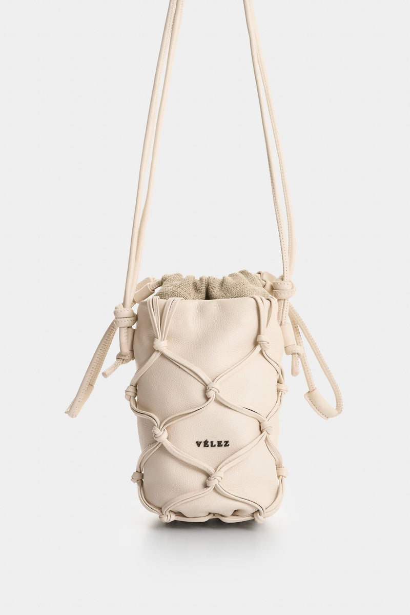 Misak Leather Crossbody Bag with Woven Overlay for Men