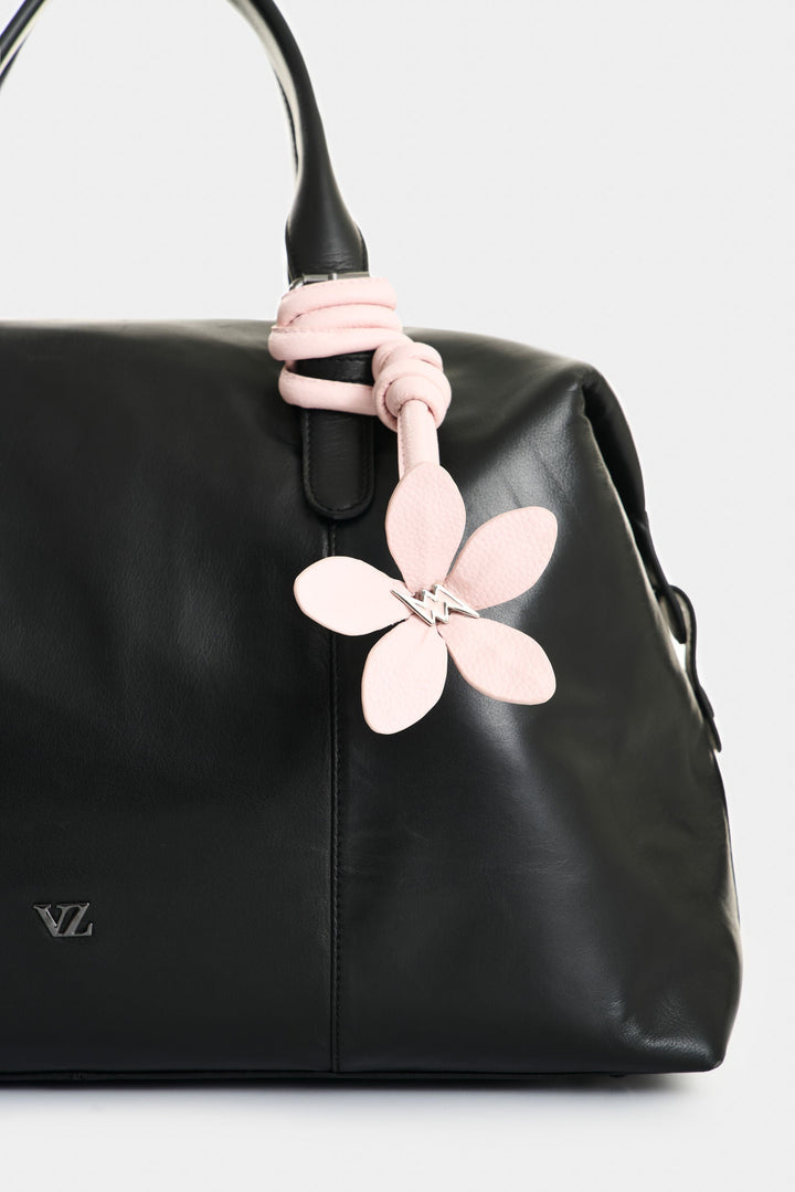 PINK LEATHER FLOWER CHARM
