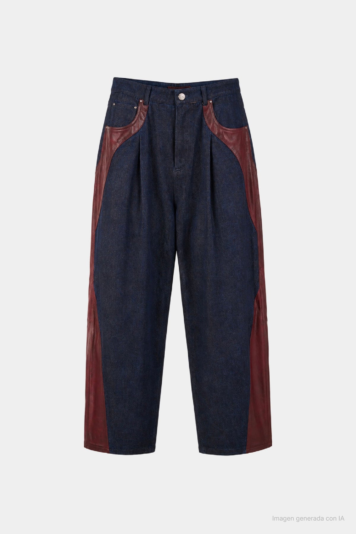 Women's Leather & Denim Barrel Jeans