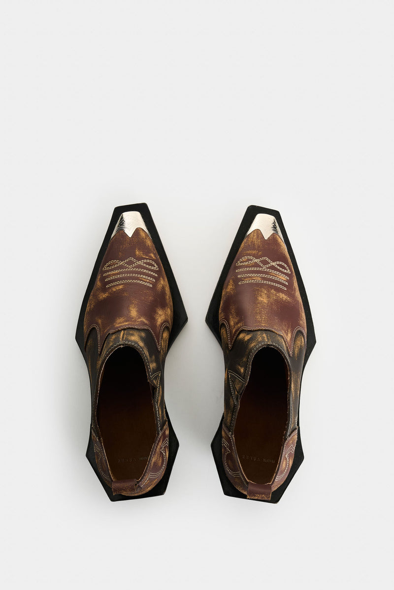Women's Western Leather Mule Booties