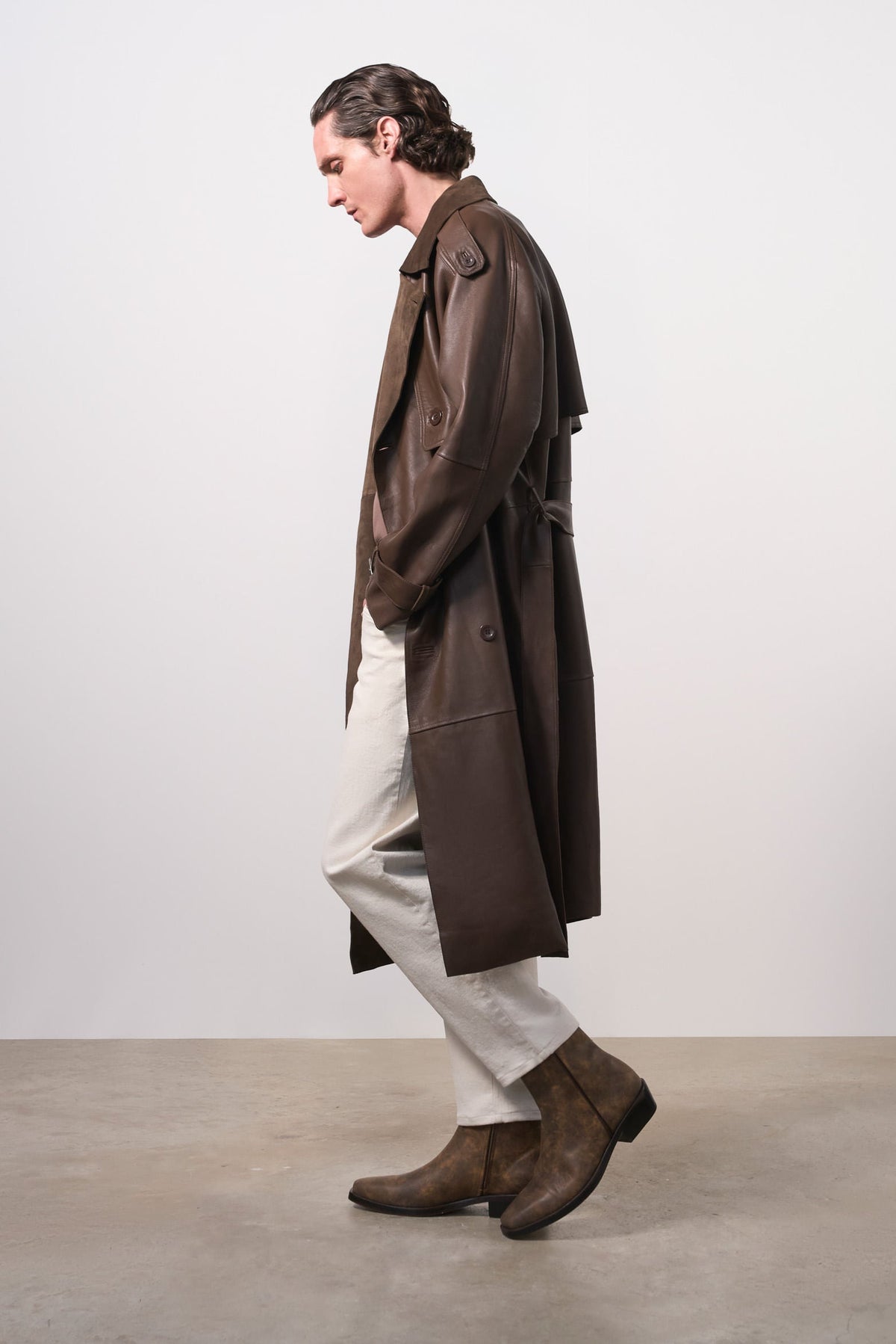 Men's Leather Trench Coat