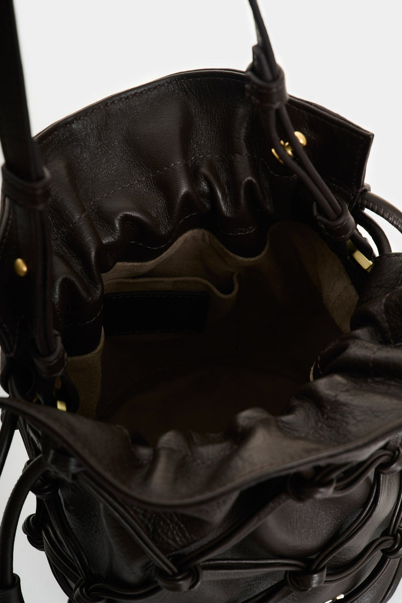 Lyra Leather Crossbody Bag with Woven Overlay for Women
