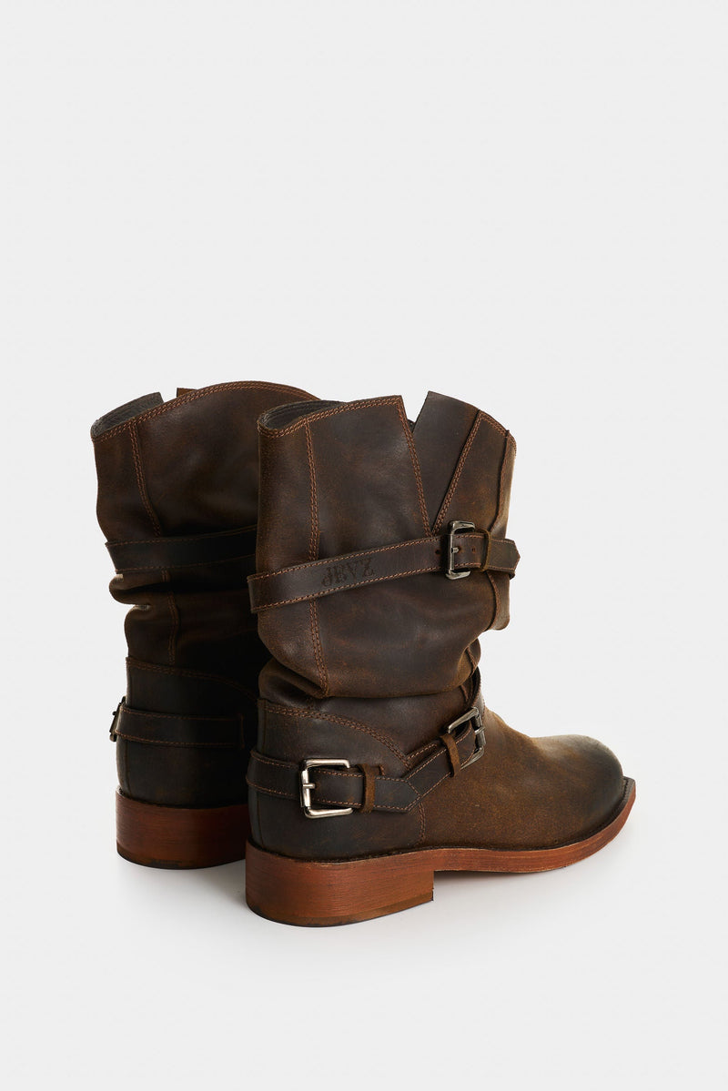 Women's Moto Distressed Leather Boots