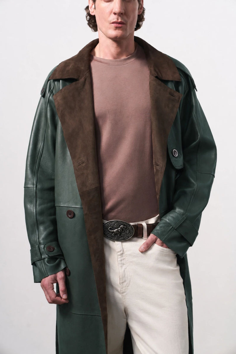 Men's Leather Trench Coat
