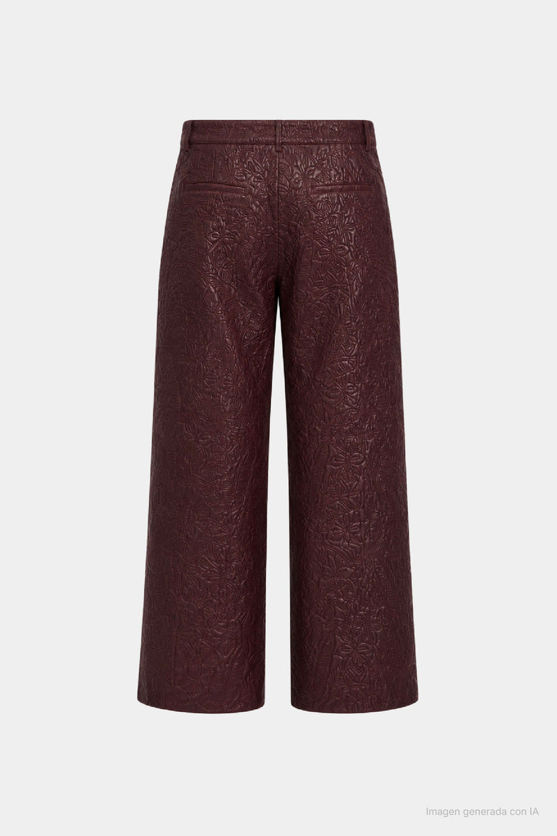 Women's Starlight Palms Leather Trousers with Orchid Embroidery
