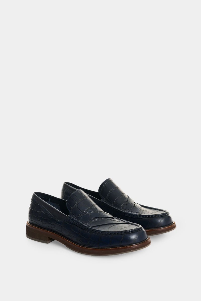 Men's Croco Leather Loafers