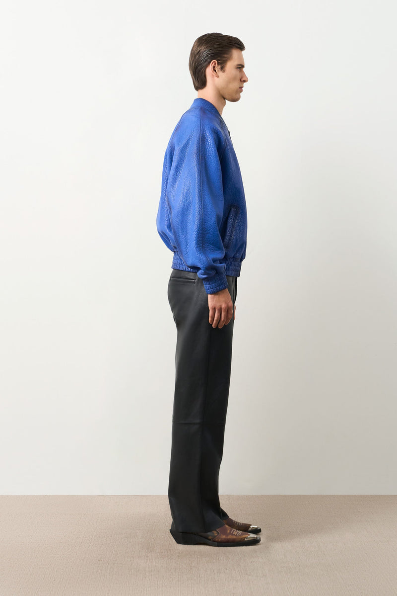 Calypso Textured Leather Bomber Jacket for Men
