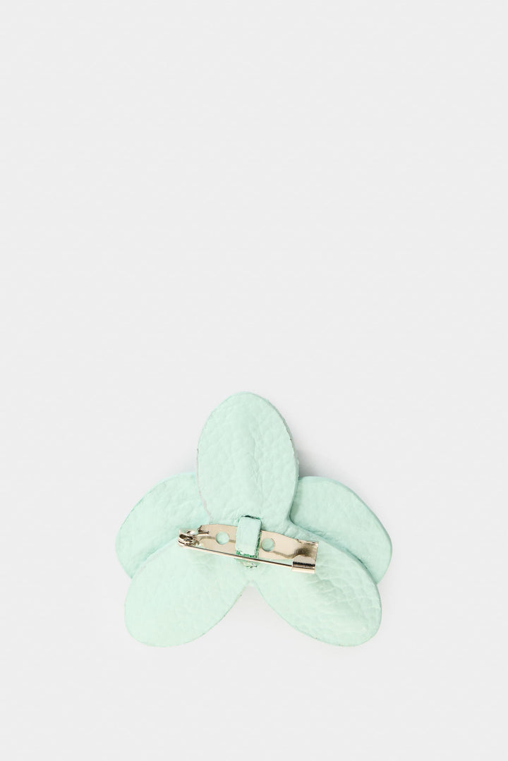 AQUAMARINE SMALL LEATHER ORCHID BROOCH