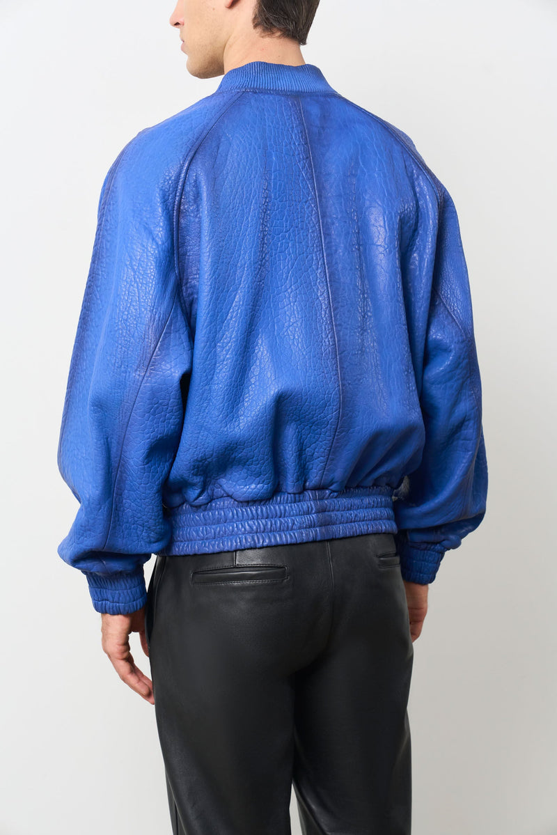 Calypso Textured Leather Bomber Jacket for Men