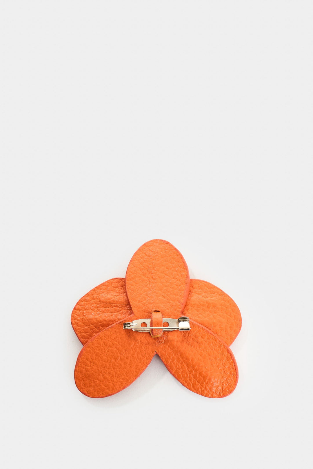 ORANGE SMALL LEATHER ORCHID BROOCH