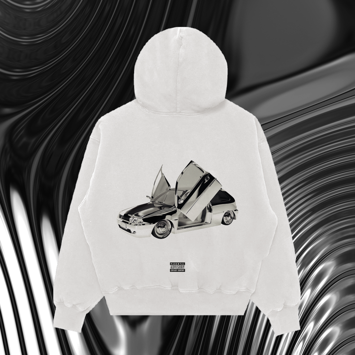 WHITE CAR HOODIE